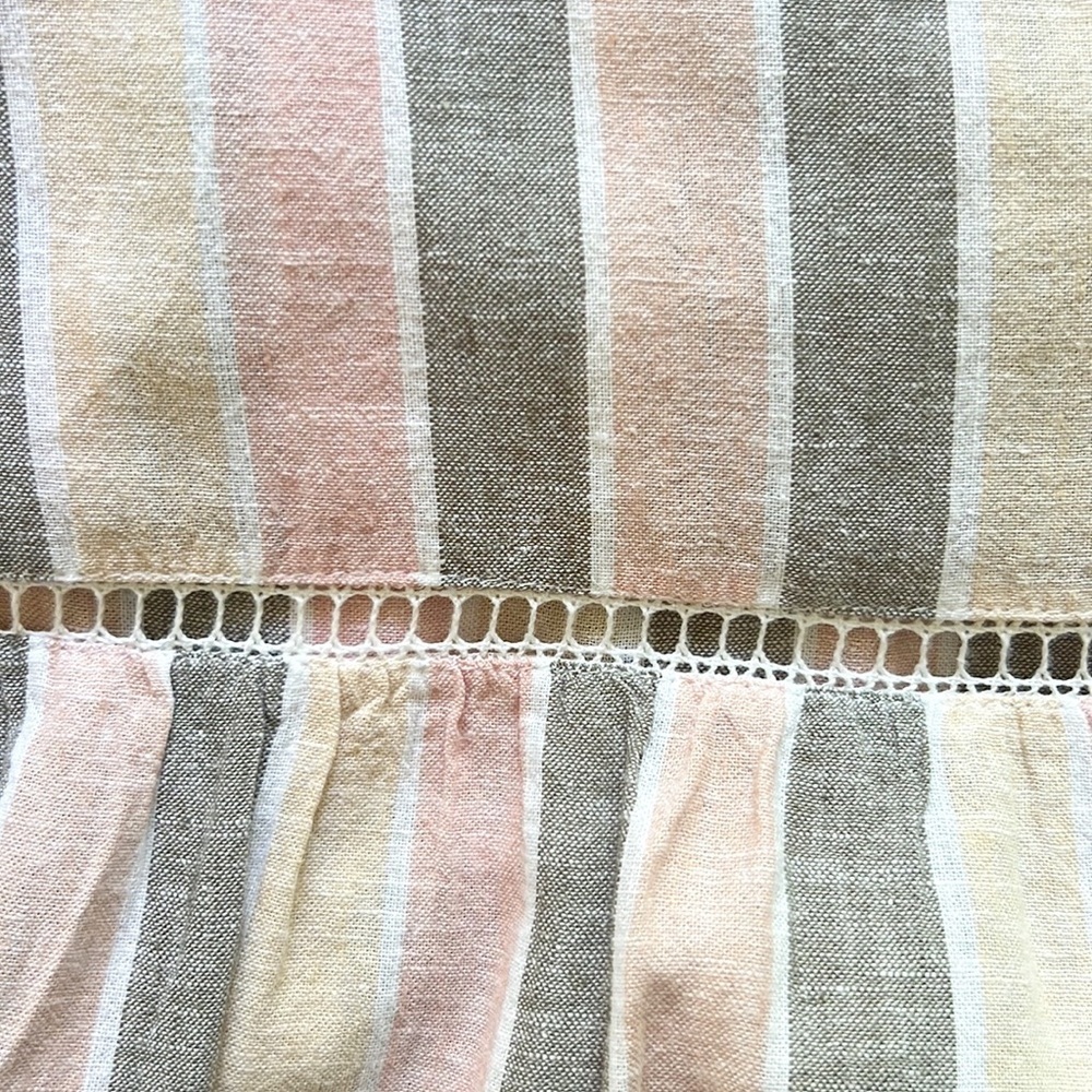 Caslon Cabana Stripe Linen Lattice Trim Tiered Maxi Dress Vertical Stripes - Picture 13 of 14